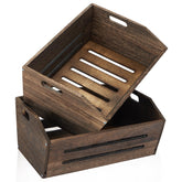 ELONG HOME rustic crate two-pack front view shows sturdy storage and farmhouse style