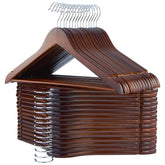 ELONG HOME solid wooden hangers in walnut finish, sturdy for coats and suits.