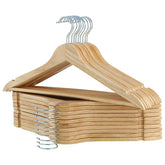 ELONG HOME solid wooden hanger with side view, durable for heavy garments