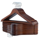 ELONG HOME wooden hangers with a smooth finish protect garments from snags and creases.