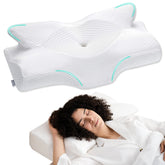Elviros Cervical Memory Foam Pillow in main view supports ergonomic neck alignment.