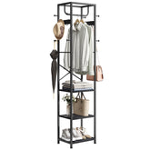 ELYKEN coat rack free-standing with three shelves for organized entryway storage.