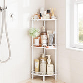 ELYKEN Corner Shower Caddy standing three-tier helps maximize corner storage.