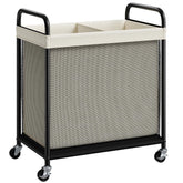 ELYKEN 2-section laundry hamper front view showing 100L capacity for easy sorting.