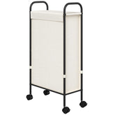ELYKEN Slim Laundry Hamper with Lid, lid closed for tidy laundry areas.