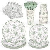 Elyxio sage green floral dinner plates for elegant garden parties