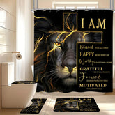 EMHOME gold cross lion shower curtain features bold motif for stylish, waterproof bathroom decor.