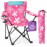 Emily Rose Kids pink folding chair front view, portable toddler seating for beach days.