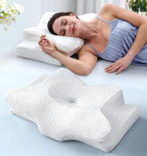 Emircey cervical neck pillow contour closeup showing ergonomic neck support.