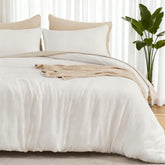 EMME Muslin Duvet Cover Queen Cream, front view highlights breathable fabric and soft texture