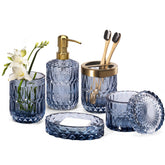EMPO clear glass dispenser for stylish bathroom organization.