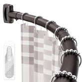ENJOYBASICS curved shower rod with rings for smooth curtain movement
