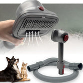 ENUKYCOM pet hair grooming brush on Dyson V7-V15, efficiently capturing fur during grooming.