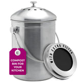 Epica countertop compost bin with lid for odor control in the kitchen.