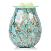 EQUSUPRO electric wax warmer green glass close-up showing elegant design and fragrance diffusion.