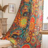 Erbnaryx Boho curtains front view with colorful dot pattern and airy diffusion