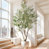 Erimda 7ft faux olive tree with pot, lifelike leaves and olives for natural-looking decor.