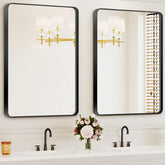 ERZERT two-piece bathroom mirror over sink with clear, distortion-free reflection.