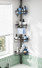 ESSEME Corner Shower Caddy basket view demonstrates spacious storage and quick drainage.