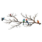 ESTART metal birds wall art on branch close-up for bright living room decor.