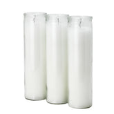 Estrella Blanca 2x8 inch white prayer candle in clear glass jar for ceremonies