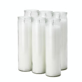 Estrella Blanca 7-day white candle in a clear glass jar for devotional use