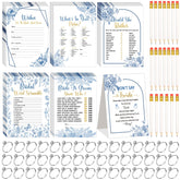 Estune 331-pcs bridal shower games pack with blue florals for easy party planning.