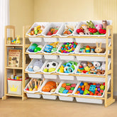 Etitlly Kids Storage Organizer assembly shows quick setup with sturdy pine construction.