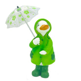 Etlemonde lucky duck figurine in a green raincoat adds spring charm.