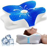 EUCIOR cooling gel pillow front view shows ergonomic neck support
