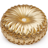 EUCIOR gold pleated round pillow showcases elegant texture for upscale decor.