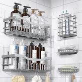 EUDELE 5-pack shower caddies arranged for compact bathroom storage.