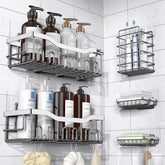EUDELE 5 pack shower caddies assembled for organized bathroom storage and easy access