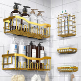 EUDELE five-piece shower caddy set for organized bathroom storage.