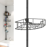 EUIJOIP shower organizer with tension pole ready for installation in bathroom corner