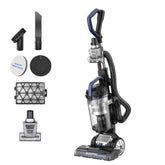 Eureka upright vacuum blue front view showing compact, bagless design for storage