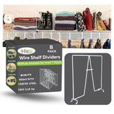 Evelots tall wire shelf dividers neatly separate items on closet shelves for easy access.