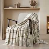 EverGrace plaid chenille throw on couch showing cozy texture and timeless style