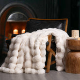 EverGrace Ridgeline faux fur throw closeup showing plush texture for cozy living rooms.