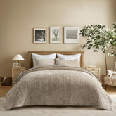 EverGrace velvet quilt set queen with striped channel design for elegant bedding.