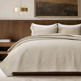 EVERGRACEHOME Channel Stitch King Quilt in parchment cover offers breathable comfort and elegant drape