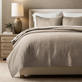Evergracehome cotton sateen quilt set king, closeup of channel stitching for refined texture.