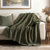 Evergracehome modern checkered chenille throw on sofa for cozy style.