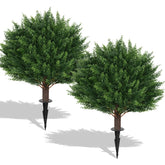 EverNature cedar topiary ball 16in close-up with lifelike leaves for vivid outdoor decor.