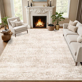 ExpediX 8x10 beige boho rug, ideal for living rooms and easy maintenance.