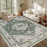ExpediX boho medallion 6x9 rug in green and ivory, stylish living spaces.