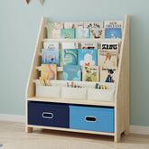 EXPERLAM 4-tier kids book shelf blue with spacious storage and toy organizer