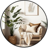 Fabuday black circle mirror, 20inch wall mounted, ideal for a sleek bathroom or hallway.