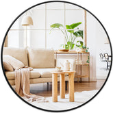 Fabuday black round mirror 30-inch front view adds a bold focal point for modern bathrooms