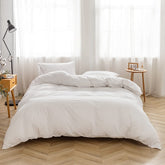 FACE TWO FACE duvet cover in white with breathable washed cotton texture